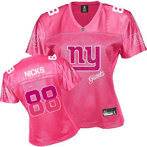 Giants #88 Hakeem Nicks Pink 2011 Women's Fem Fan Stitched NFL Jersey